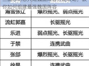 三国志幻想大陆魏国阵容搭配攻略，教你如何组建最强魏国阵容