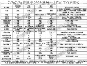 7x7x7x7x 任意槽 2023 基础，让你的工作更高效