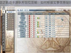 空之轨迹手游队形站位攻略：如何根据实事信息站好队形