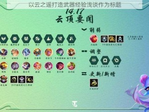 以云之遥打造武器经验浅谈作为标题