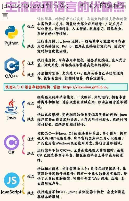 javascriptjava 性分类：一种强大的编程语言