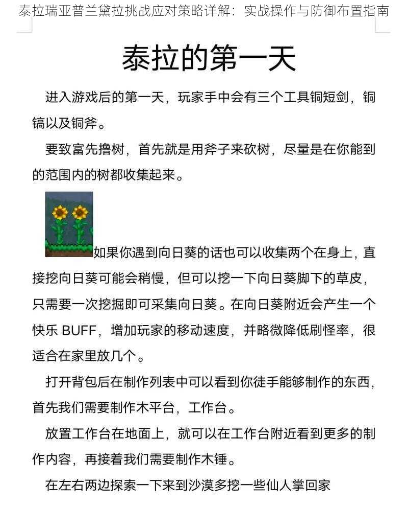 泰拉瑞亚普兰黛拉挑战应对策略详解：实战操作与防御布置指南