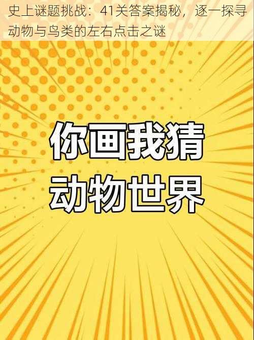 史上谜题挑战：41关答案揭秘，逐一探寻动物与鸟类的左右点击之谜