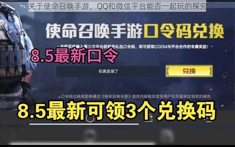 关于使命召唤手游，QQ和微信平台能否一起玩的探究