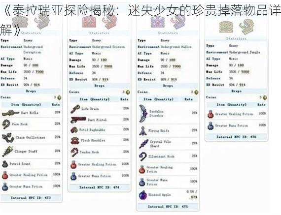 《泰拉瑞亚探险揭秘：迷失少女的珍贵掉落物品详解》