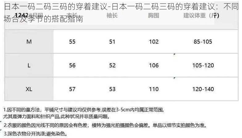 日本一码二码三码的穿着建议-日本一码二码三码的穿着建议：不同场合及季节的搭配指南