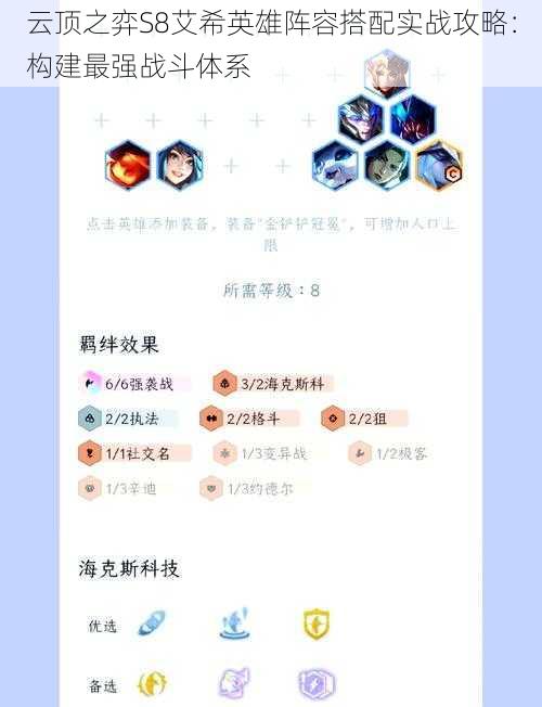 云顶之弈S8艾希英雄阵容搭配实战攻略：构建最强战斗体系