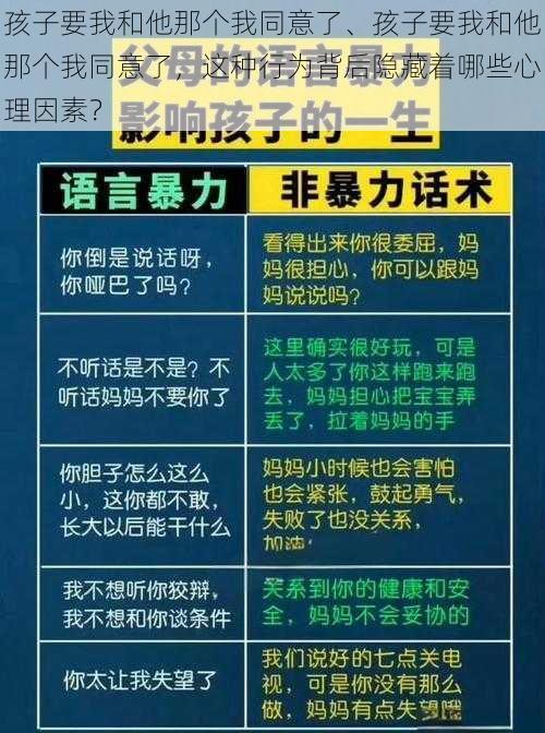 孩子要我和他那个我同意了、孩子要我和他那个我同意了，这种行为背后隐藏着哪些心理因素？