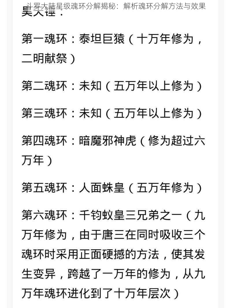 斗罗大陆星级魂环分解揭秘：解析魂环分解方法与效果