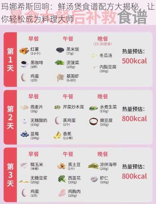 玛娜希斯回响：鲜汤煲食谱配方大揭秘，让你轻松成为料理大师