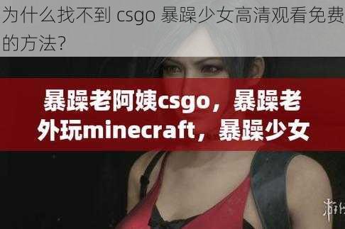 为什么找不到 csgo 暴躁少女高清观看免费的方法？