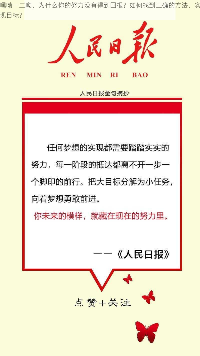 嘿呦一二呦，为什么你的努力没有得到回报？如何找到正确的方法，实现目标？