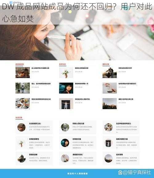 DW 成品网站成品为何还不回归？用户对此心急如焚