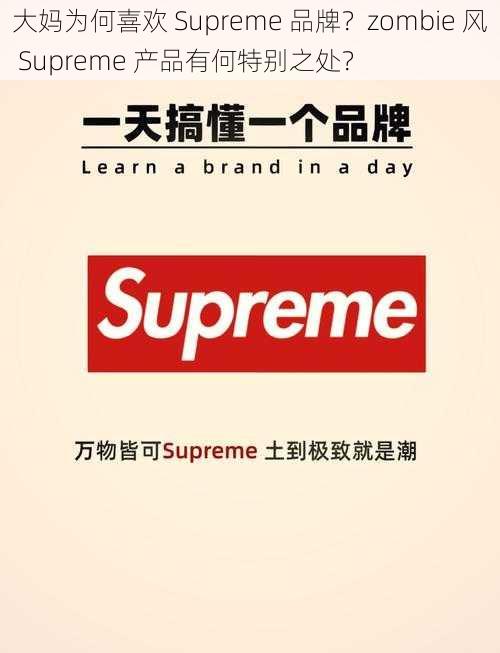 大妈为何喜欢 Supreme 品牌？zombie 风 Supreme 产品有何特别之处？