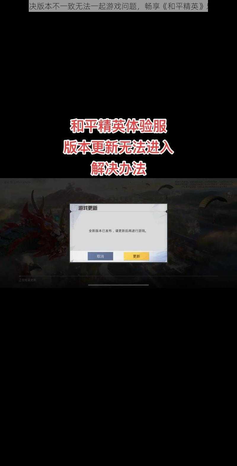 《解决版本不一致无法一起游戏问题，畅享《和平精英》乐趣》