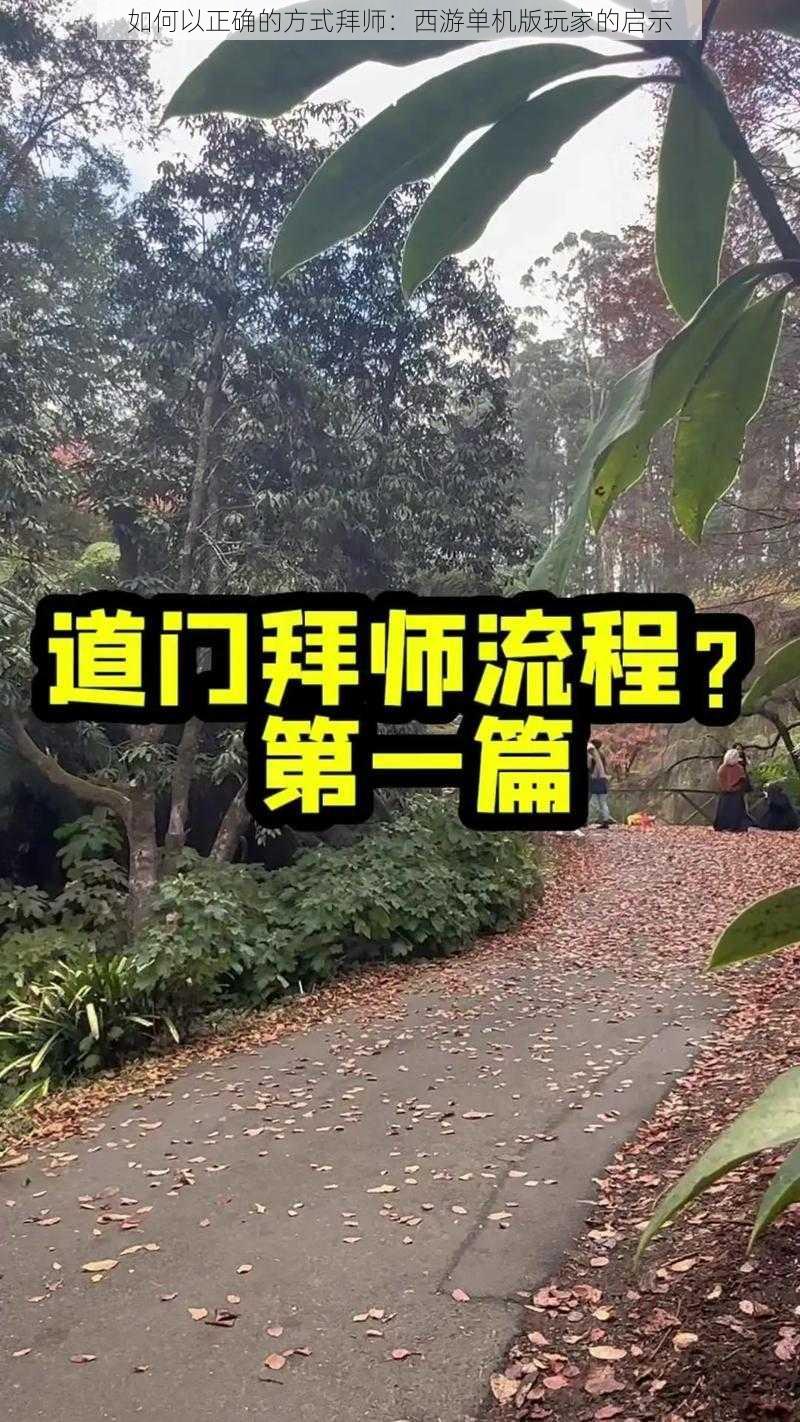 如何以正确的方式拜师：西游单机版玩家的启示