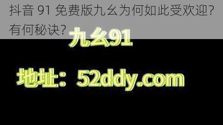 抖音 91 免费版九幺为何如此受欢迎？有何秘诀？