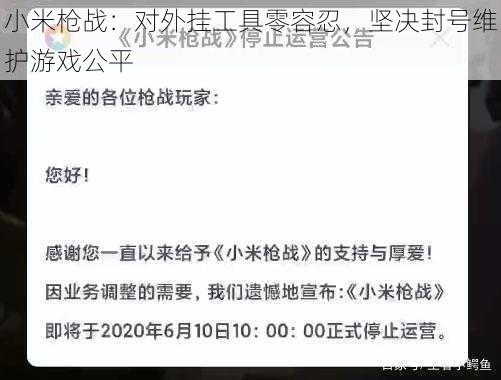 小米枪战：对外挂工具零容忍，坚决封号维护游戏公平