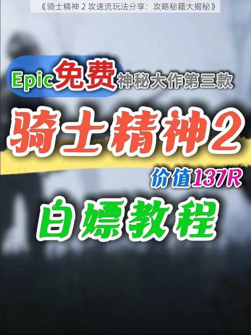 《骑士精神 2 攻速流玩法分享：攻略秘籍大揭秘》