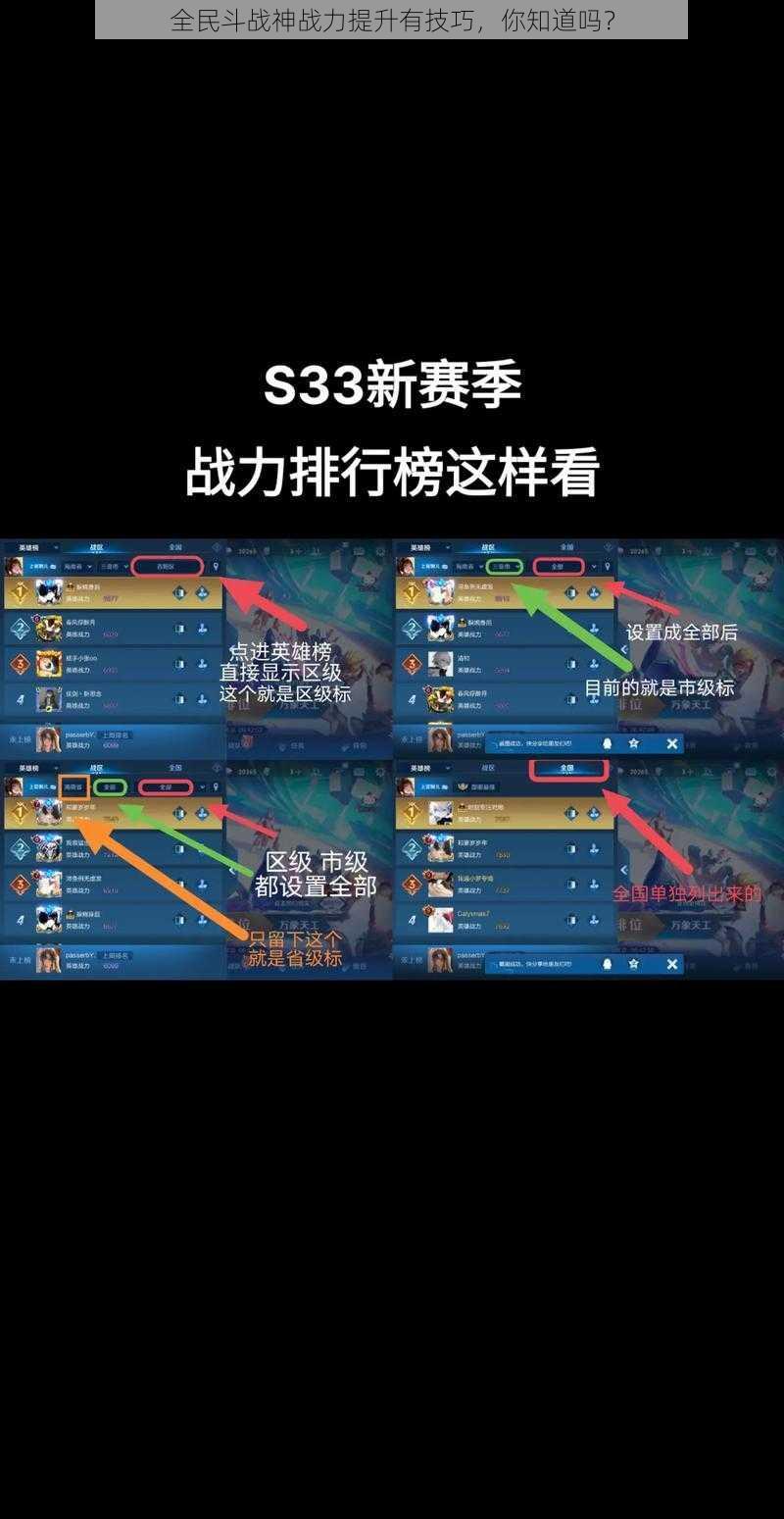 全民斗战神战力提升有技巧,你知道吗?